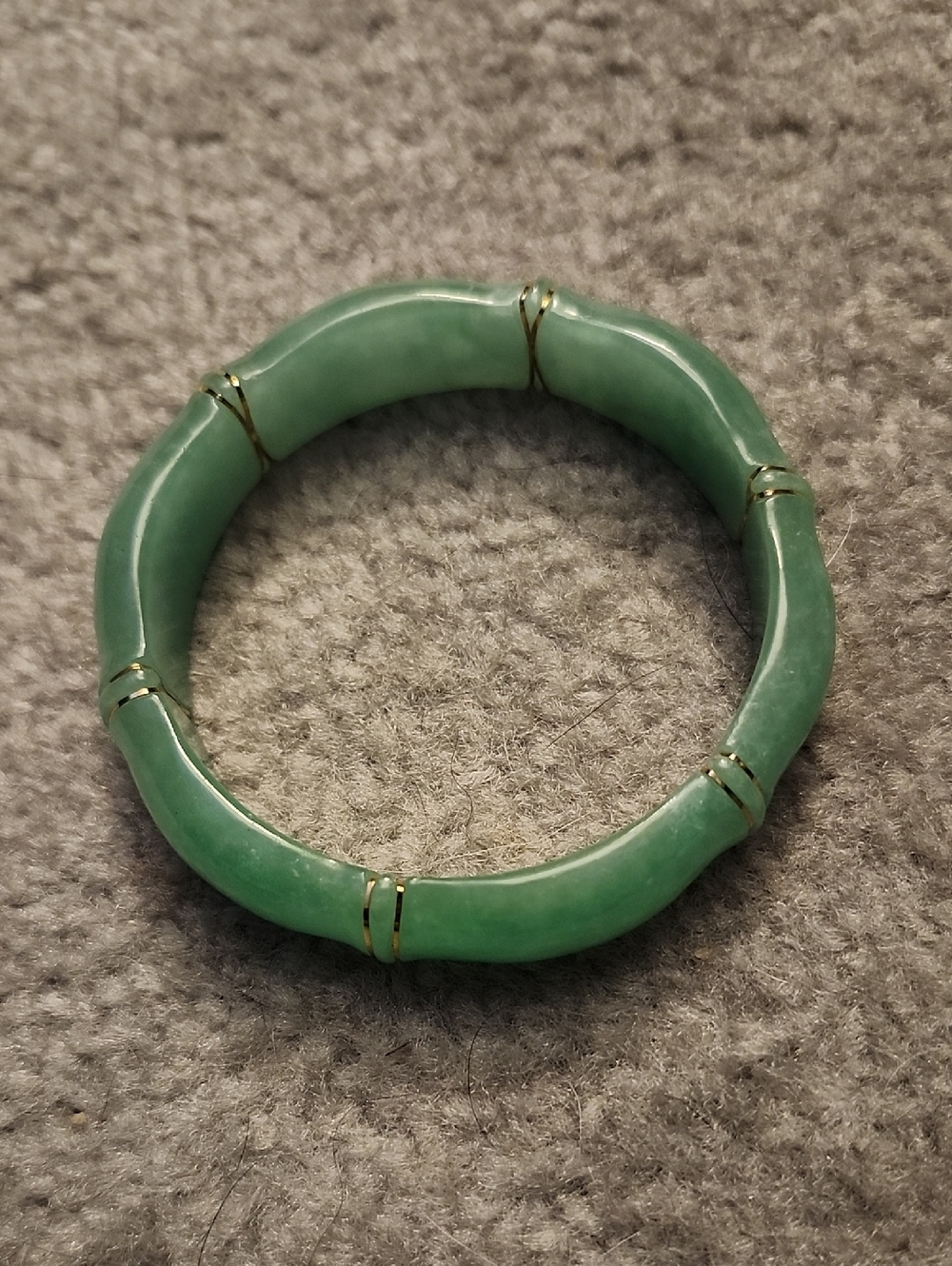 Jade Bangle Bracelet With 14k Bamboo Detail